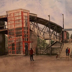 S-Bahnhof Fredersdorf - Süd, Aquarell, 30 x 40, 2017