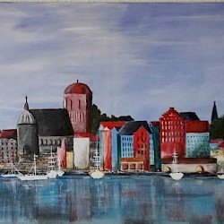 Stralsund, Acryl auf Leinwand, 90 x 30, 2018