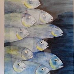 Fischzug, Aquarell, 30 x40, 2018