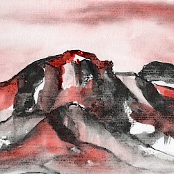 Bergmassiv, graphite-aquarell, 2020