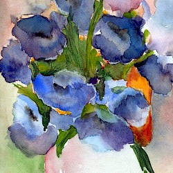 Blaue Blumen, Aquarell, 2019