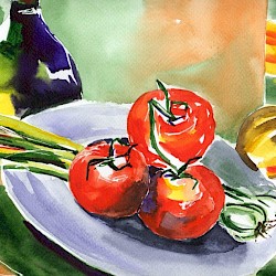 Tomatenteller, Aquarell, 2024