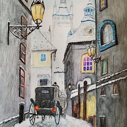 Alte Straße in Prag - Original von Yuriy Shevtschuk 1961 (Ukraine)